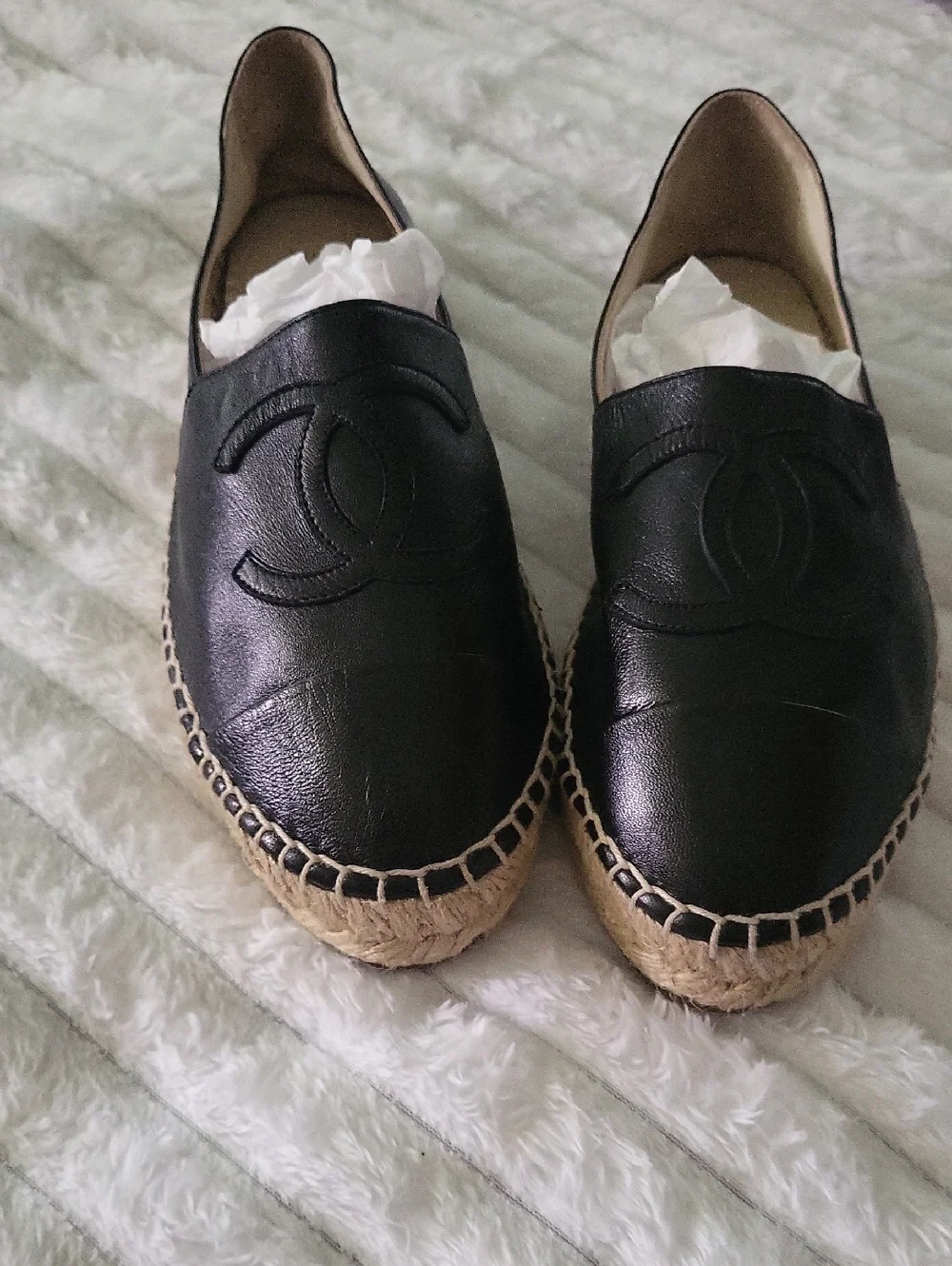 Chanel Lambskin CC Espadrilles  Black